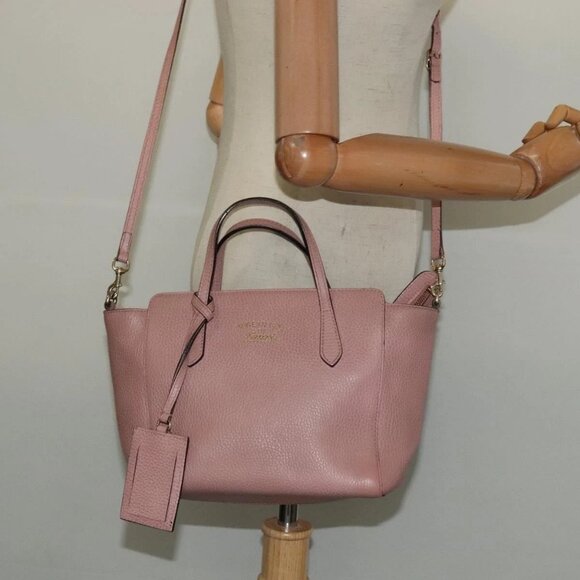 GUCCI Hand Bag Leather 2way Pink Gold 368827 Auth - Picture 1 of 16